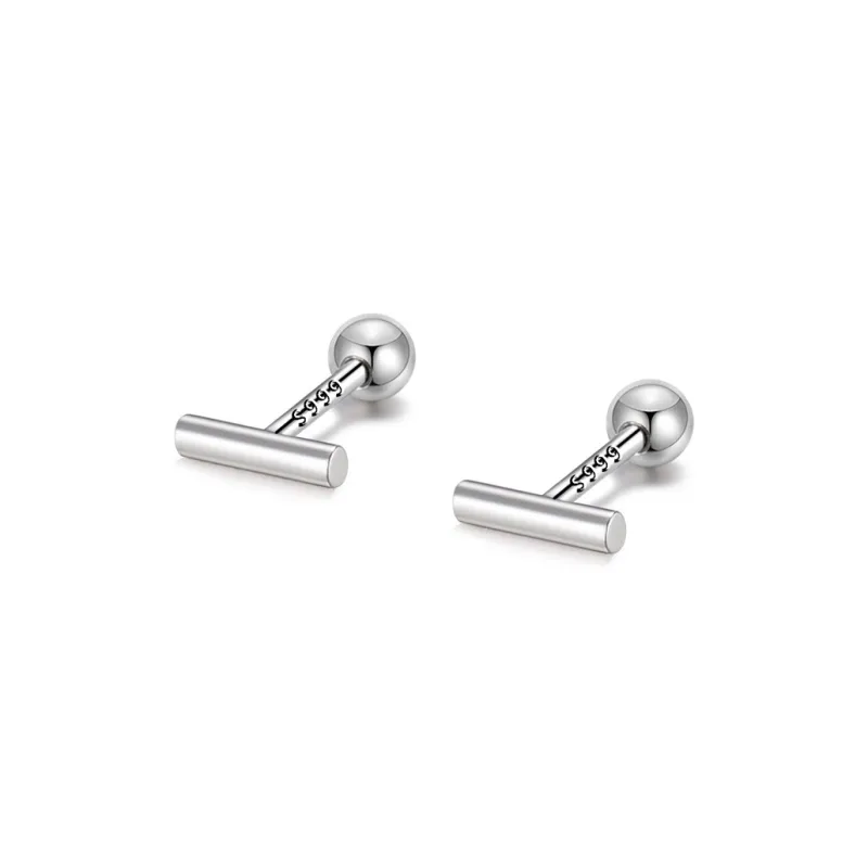KiNGZiT S999 Silver Stud Earrings Unisex-0