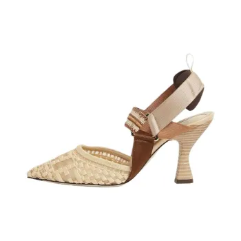 FENDI Colibri Chunky Heel High Heels Women's Beige