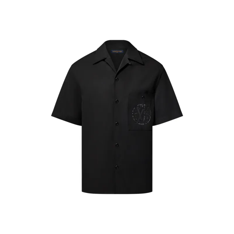 LOUIS VUITTON Embroidered Short Sleeved Cotton Shirt-0