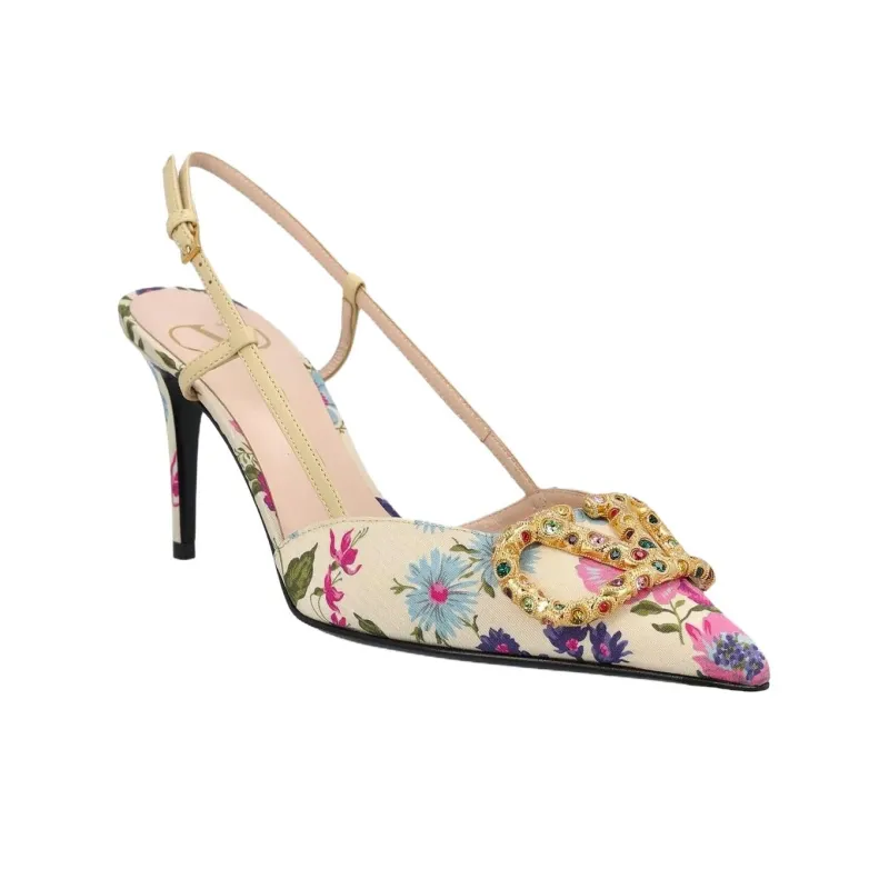 Valentino Slim Heel High Heels Women's Beige-2