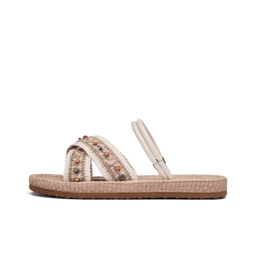 Hotwind Woven Slip Resistant Slide Slippers Women's Beige Apricot