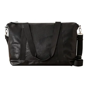Back Step Genuine Leather, Top Grain Cow Leather Travel Bag, Gym Bag, Shoulder Bag Large Size Men's Black