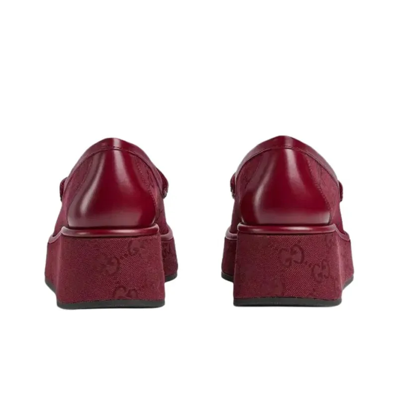 GUCCI Loafers 5cm Women's Burgundy-4