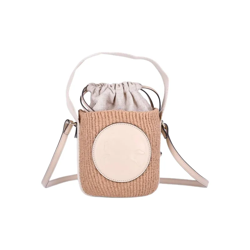 Chloe Paper Bucket Bag, Shoulder Bag, Crossbody Bag, Handbag Women's Brown-0