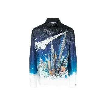CASABLANCA Graphic Print Silk Long Sleeved Shirt
