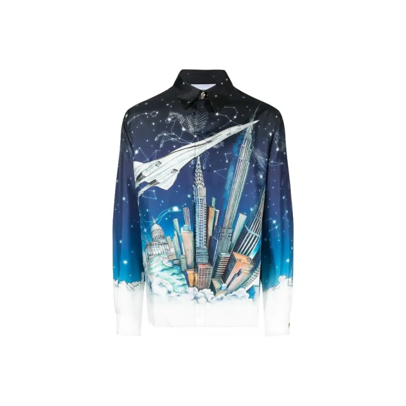 CASABLANCA Graphic Print Silk Long Sleeved Shirt-0