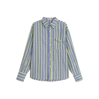 ANTERIORLOVED Shirt Unisex Cyan Blue Plaid