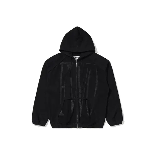 FREE WORLD ORDER Hooded Cardigan Sweatshirts Unisex Black