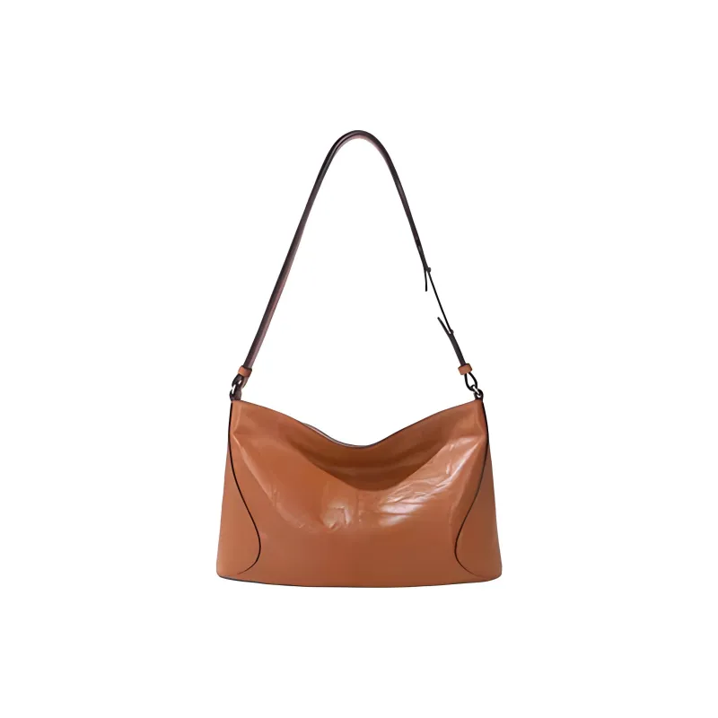 BAMPO Cow Leather Tote Bag Shopping Bag Crossbody Bag Shoulder Bag Large Size Women's Brown-2