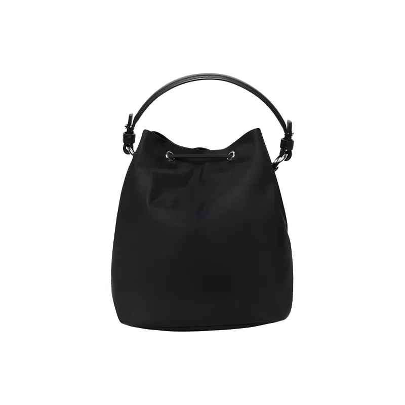 LACOSTE Nylon Bucket Bag, Portable Crossbody Bag, Shoulder Bag Women's Black-3