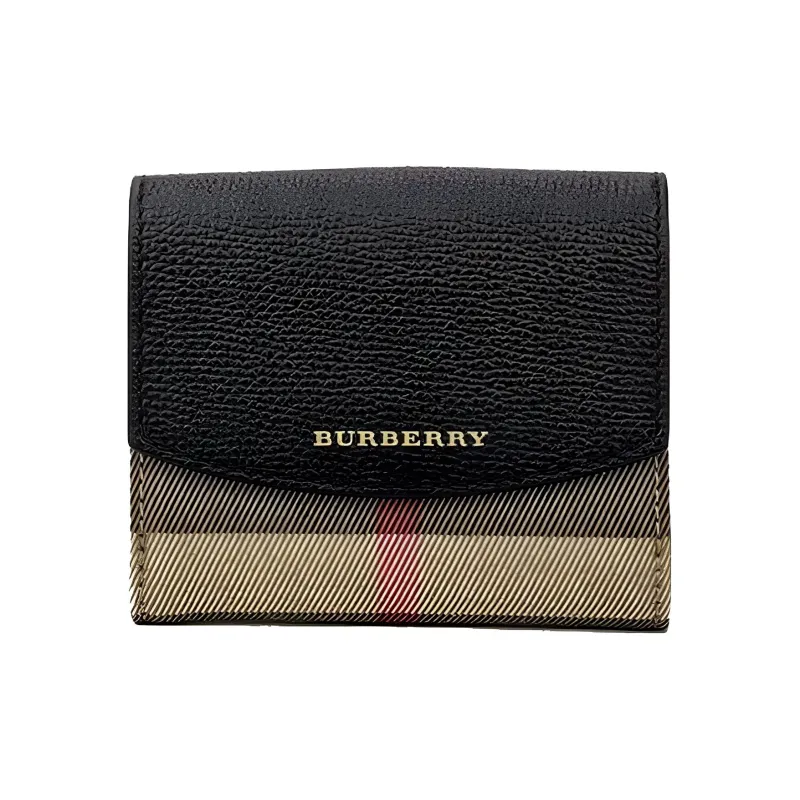 Burberry Leather Card Clip Card Holder Wallets Small Size Women's Black-0