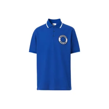 Burberry Logo Graphic Cotton Polo Shirt Blue