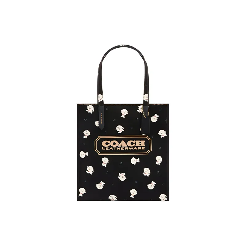 COACH Never's Family Collaboration Julia Fabric Tote Bag, Shopping Bag, Handbag, Shoulder Bag Large Size Women's Black-0