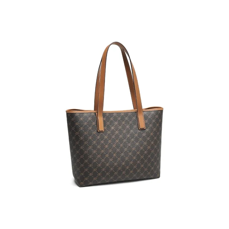 PIERPOLO PVC Large Capacity Tote Bag, Shopping Bag, Shoulder Bag Large Size Women's Coffee-4