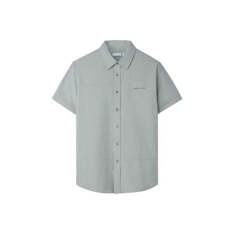 HLA Shirts Men Light Gray Plaid 46-0