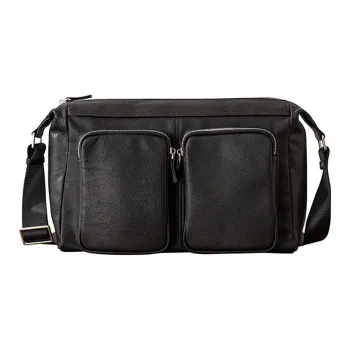 Back Step Cow Leather Crossbody Bag Men's Black