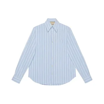GUCCI Striped Collared Long-Sleeve Shirt