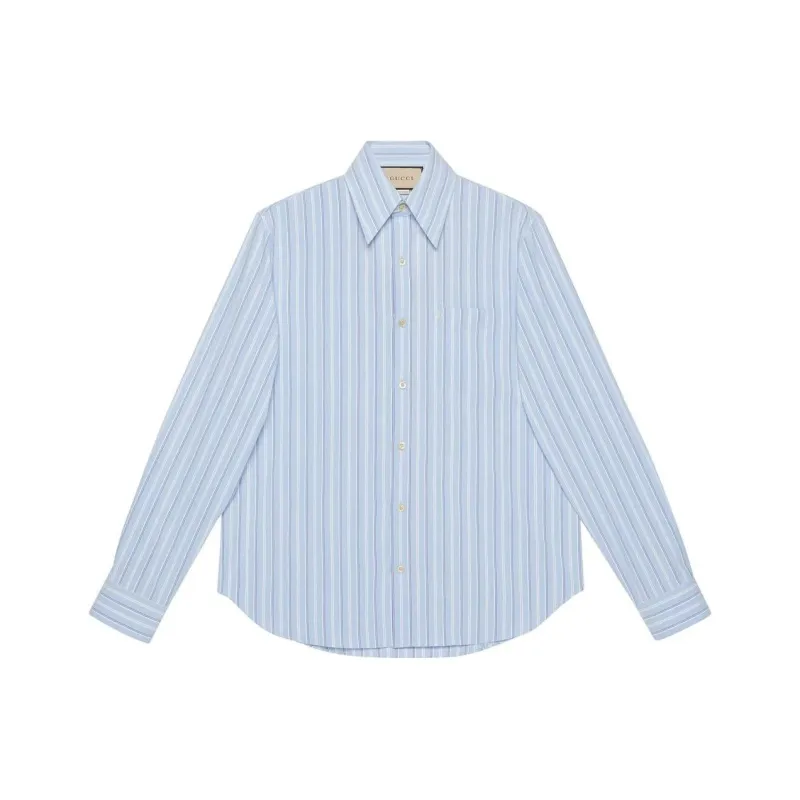 GUCCI Striped Collared Long-Sleeve Shirt-0