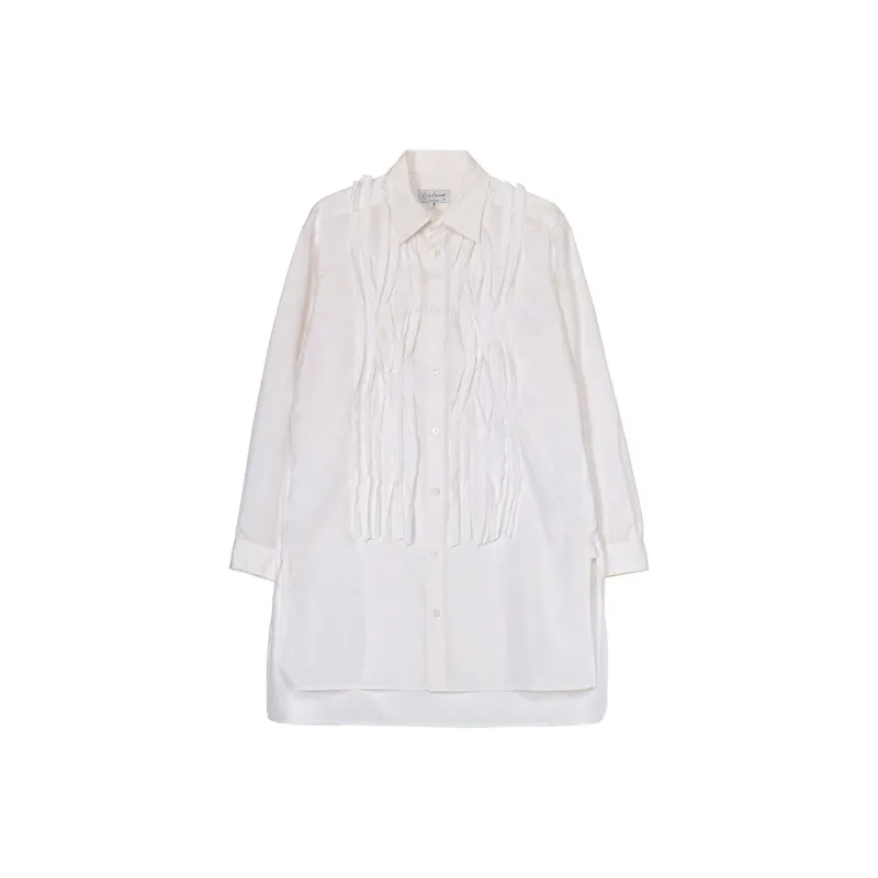 Yohji Yamamoto Long-Sleeve Pleated Shirt-0