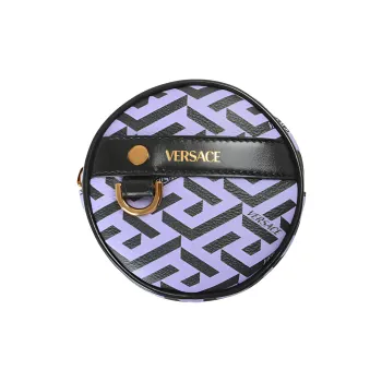 VERSACE Canvas With Leather Coin Purse Women's Purple & Black
