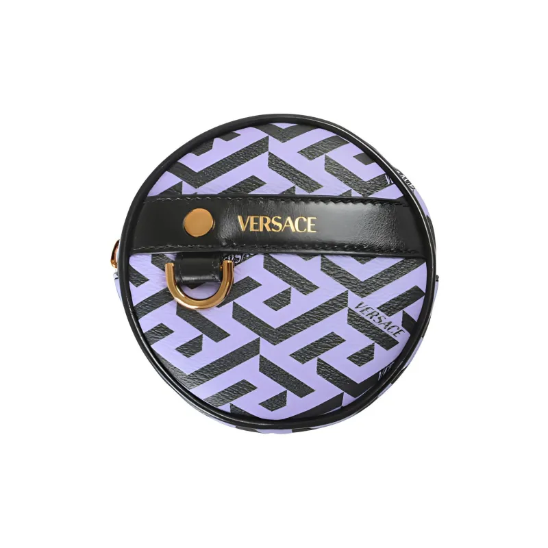 VERSACE Canvas With Leather Coin Purse Women's Purple & Black-0
