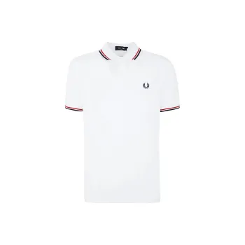 FRED PERRY Stripe Detailed Logo Embroidered Polo Shirt