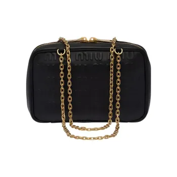 MIU MIU Leather Shoulder Bag, Crossbody Bag Women's Black