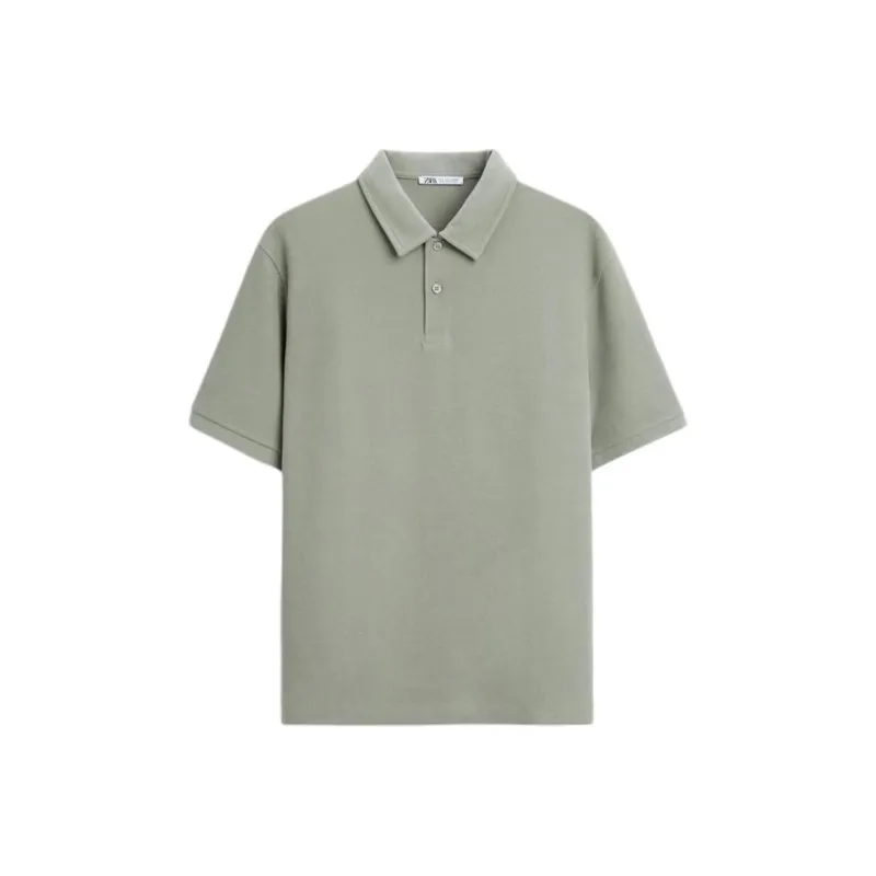 ZARA Polo Shirt Men's Light Green-0