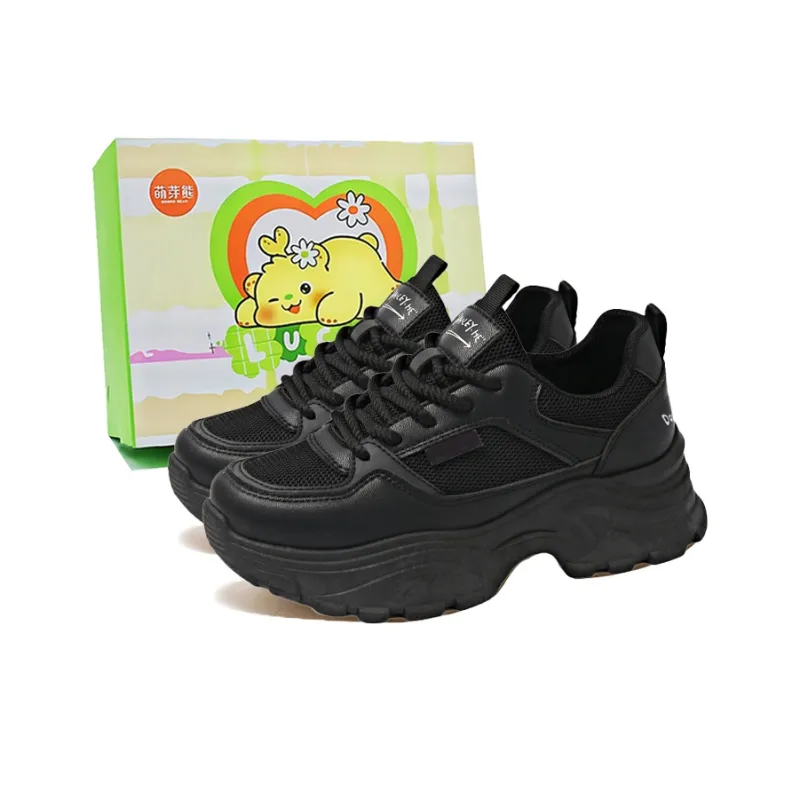 Budding Bear Anti-Slip Wear-Resistant Breathable Lightweight Height Increasing Low-Top Chunky Sneakers Women's-9