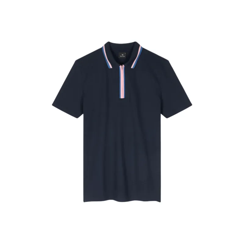 Paul Smith Short Sleeved Zip Neck Polo Shirt-0