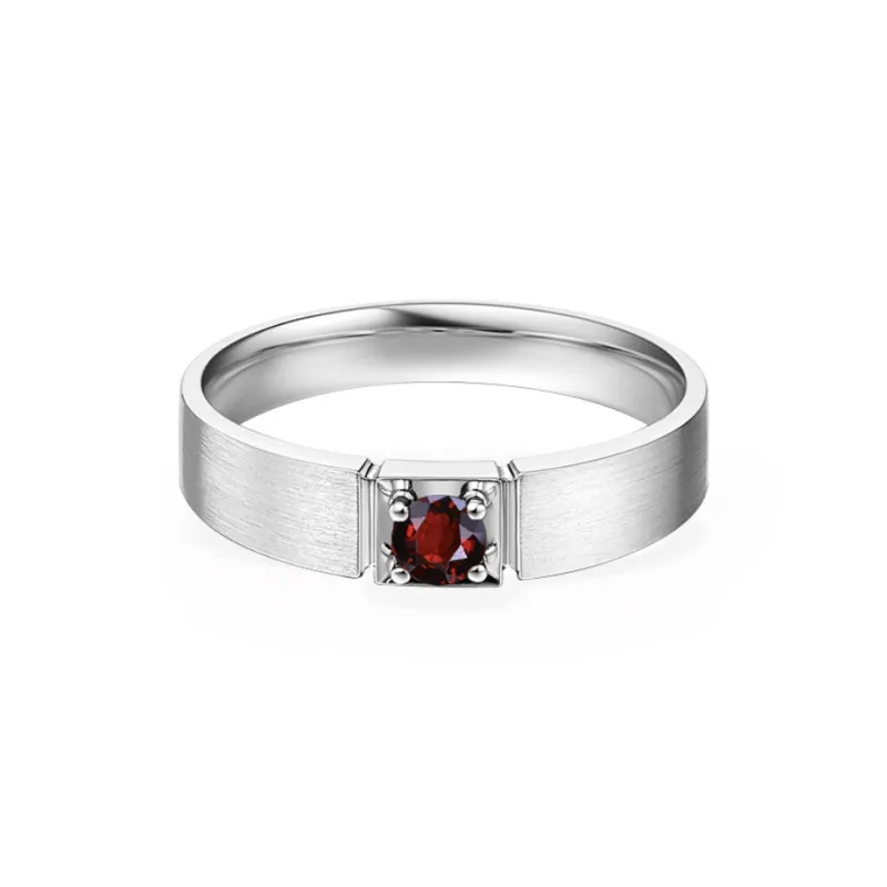 AIDAQIAN Natural S925 Silver Garnet Rings Unisex-0