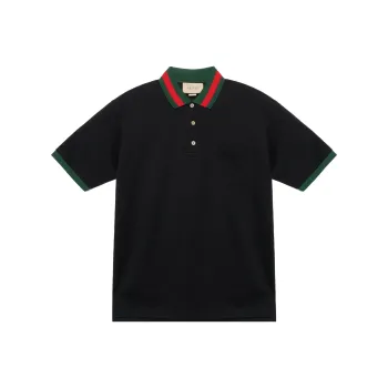 GUCCI Web stripe Piqué Polo Shirt