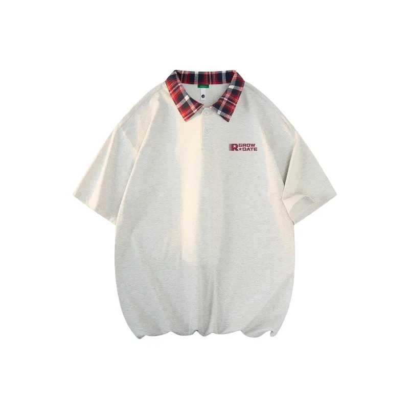 GROW DATE Polo Shirt Unisex Black/Red Plaid-4