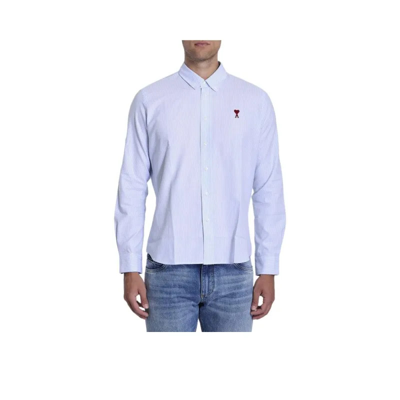 AMIPARIS Paris Ami De Coeur Logo Embroidered Striped Shirt-0