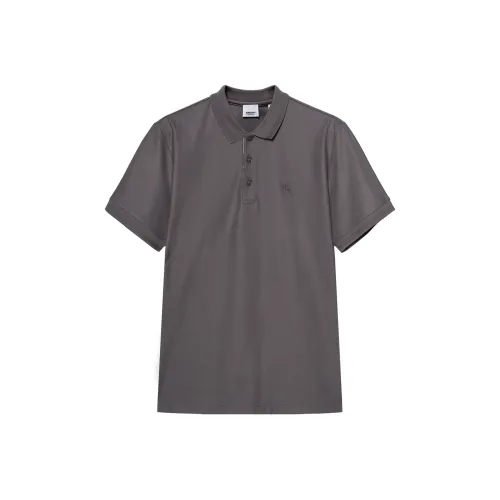 Burberry Logo Embroidered Men's Polo Shirt Dark Grey