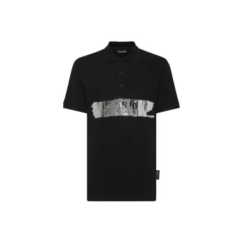 PLEIN SPORT Ss Silver Brush Cotton Polo Shirt