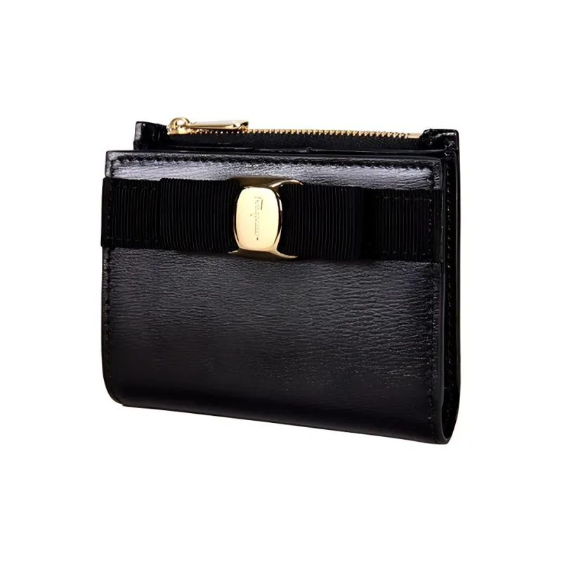 FERRAGAMO Leather Wallet Women's Black-1