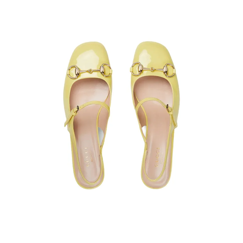 GUCCI Chunky Heel High Heels 5.5cm Women's Yellow-2