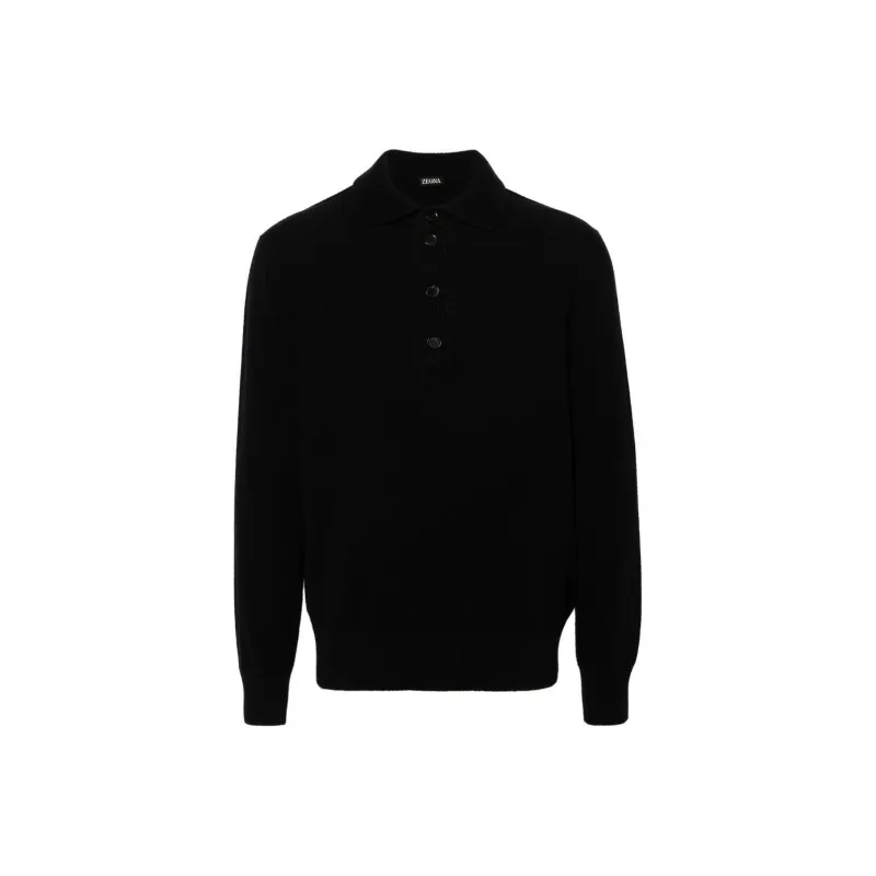 Zegna Half Button Knitted Polo Shirt-0