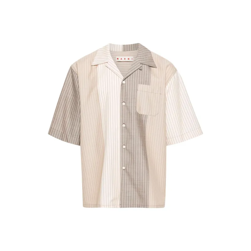MARNI Boxy Fit Stripped Bowling Shirt-0