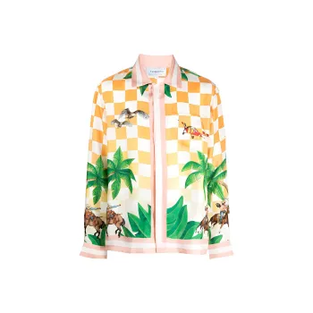 CASABLANCA Cuban Collar Silk Long Sleeve Shirt