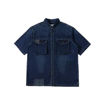 TEKABLU Shirts Men Denim Blue
