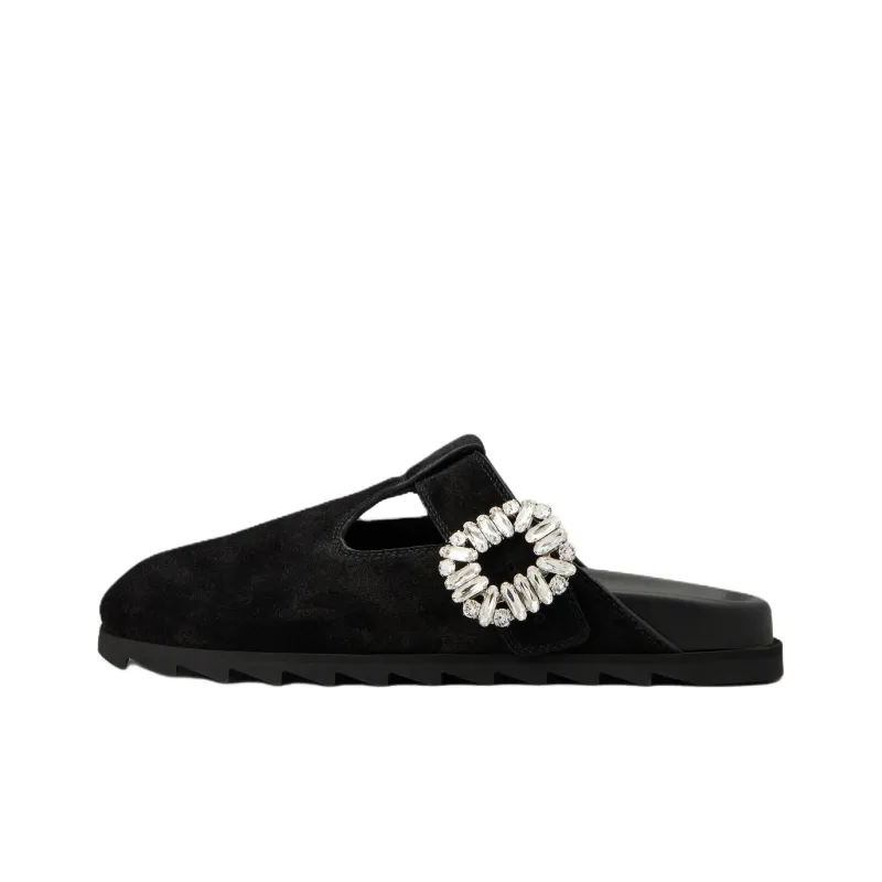 Roger Vivier Slidy Viv' Closed Toe Slippers Women's Black-0