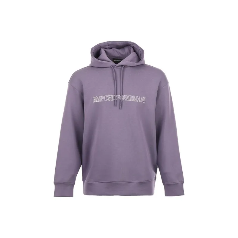EMPORIO ARMANI Oversized Double jersey Hooded Sweatshirt With Logo Embroidery Trim-3