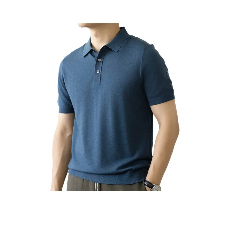 BILISISHANYANG Knitwear Fashion Summer Short Sleeved Polo Solid Color T Shirt Men's-7