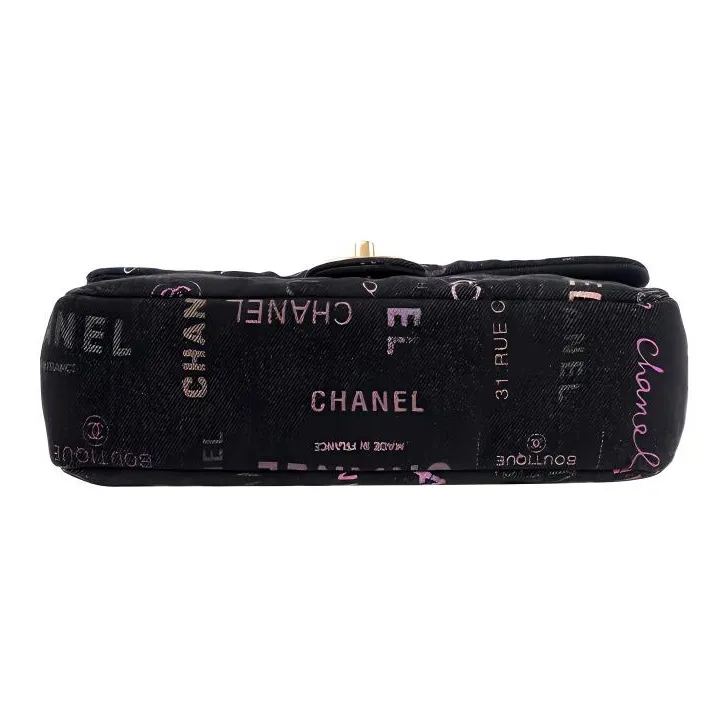 CHANEL Classic Flap CF Denim Flap Bag Chain Bag, Shoulder Bag, Crossbody Bag Women's Black-3