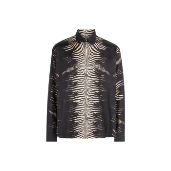 Roberto Cavalli Zebra-Print Silk Shirt Shirt Men's Black