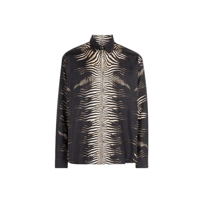 Roberto Cavalli Zebra-Print Silk Shirt Shirt Men's Black-0