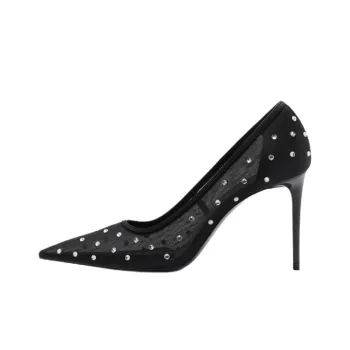 MANGO Party Slim Heel High Heels 8cm Women's Black
