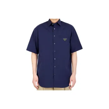 PRADA Triangle Enamel Logo Buttoned Shirt